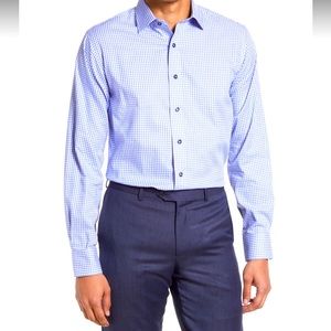 Men's Trim Fit Textured Gingham Dress Shirt LORENZO UOMO